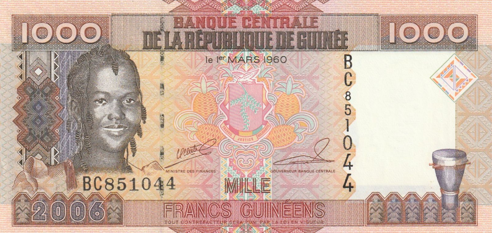 1000 Franc, Guinea, 2006