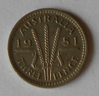 Austrálie 3 Pence 1951