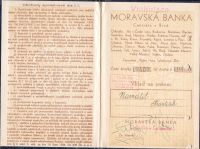 Vkladní knížka, Moravská banka pobočka Šumperk (1947)