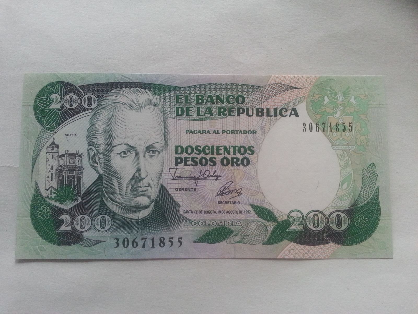200 Pesos, 1992, Kolumbie