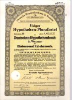 Dluhopis Deutschen Hypothekenbank in Weimar/1942/, 1000 Reichsmark, 4 %, formát A4