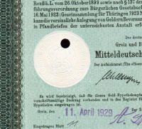 Dluhopis Mitteldeutschen Bodenkredit-Anstald, Berlín/1929/, 100 Goldmark=35,842g Au, 8%, formát A4