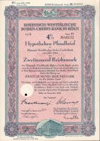 Dluhopis Rheinisch-Westfälische Boden-Credit-Bank in Köln/1942/ 2000 Reichsmark, 4%, formát A4