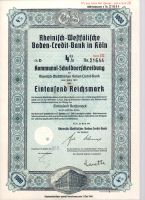 Dluhopis Rheinisch-Westfälische Boden-Credit-Bank in Köln/1941/ 1000 Reichsmark, 4%, formát A4