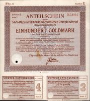 Podílový list s kupóny, Königsberg/1935/, 100 Goldmark, 5 1/2%