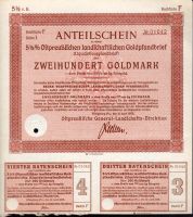 Podílový list s kupóny, Königsberg/1935/, 200 Goldmark, 5 1/2%