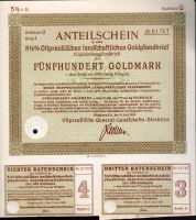 Podílový list s kupóny, Königsberg/1935/, 500 Goldmark, 5 1/2%