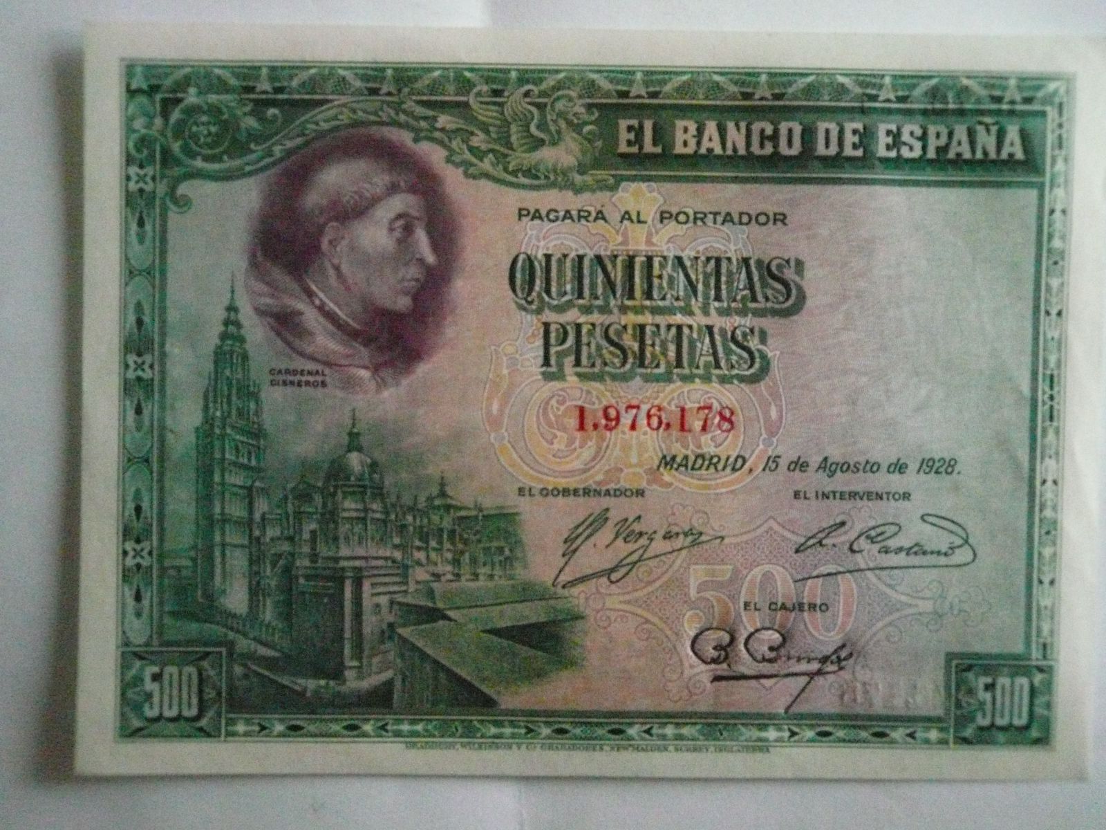 500 Peseta, Španělsko, 1928