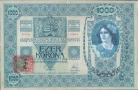 1000Kč/1902-18, kolek ČSR/, stav 2+, série 1209, šedozelený podtisk