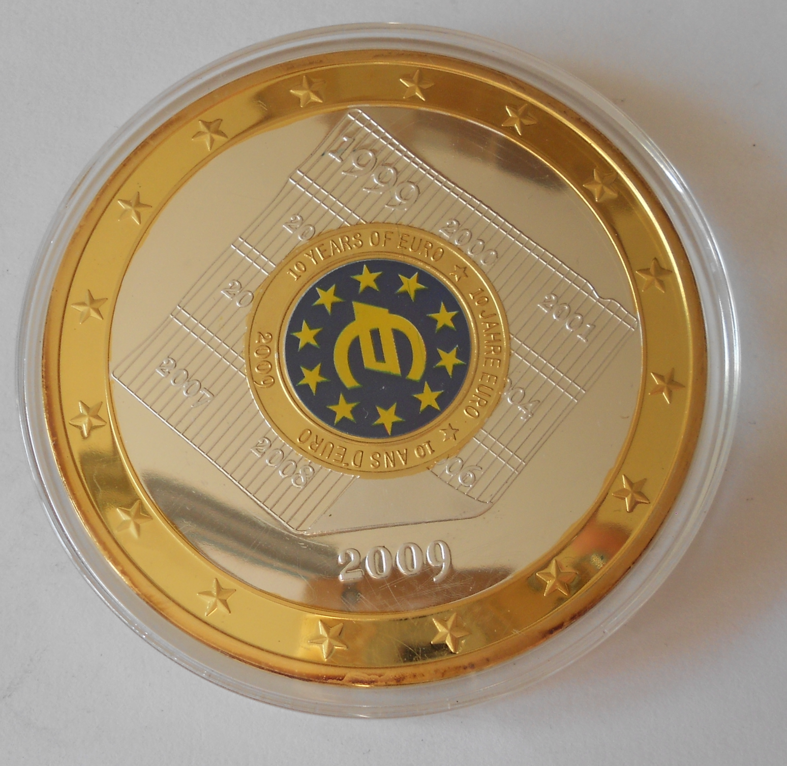 Euro plaketa 10 let euro 2009 , průměr 70 mm