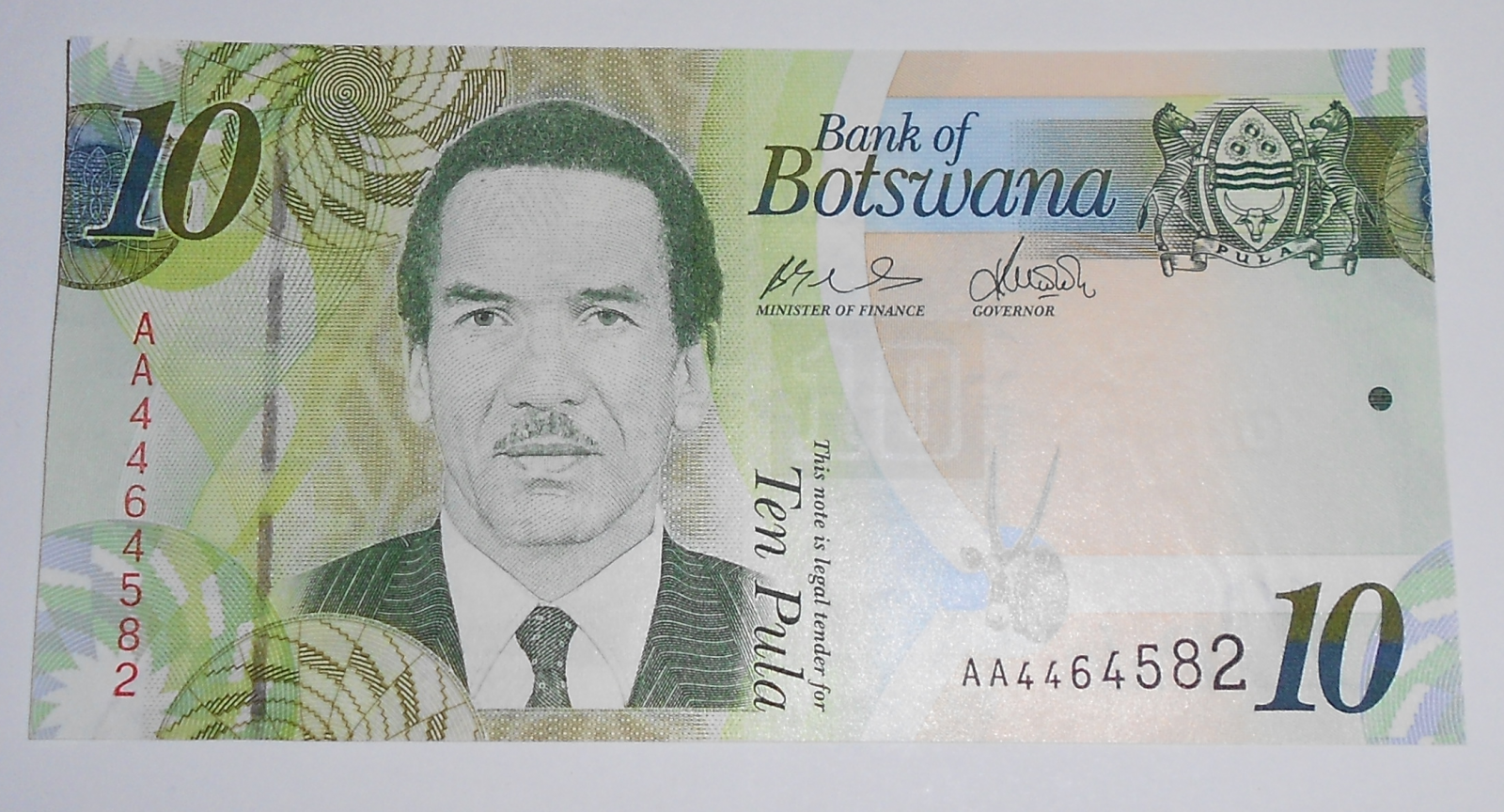 Botswana 10 Pula, president