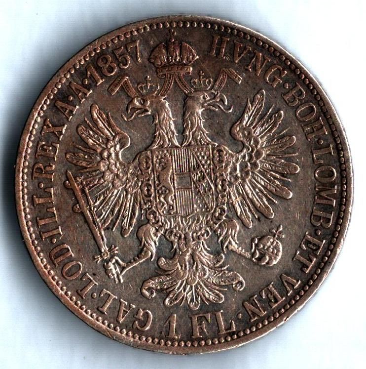 1 Zlatník/Gulden (1857-ražba A), stav 1+/0 patina dr.hr.