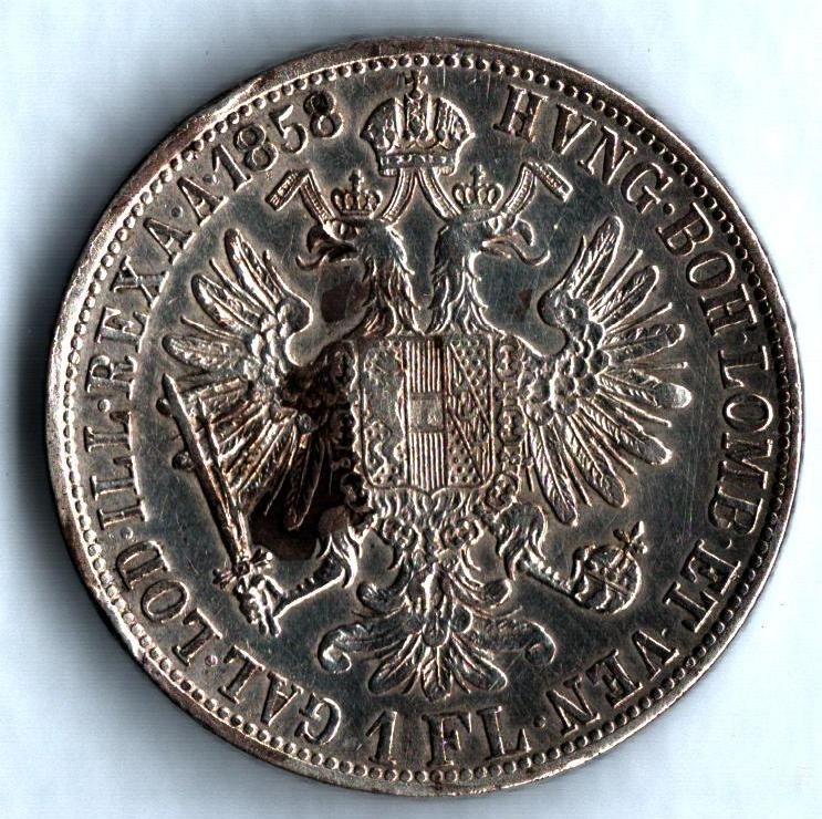 1 Zlatník/Gulden (1858-ražba E), stav 1/1+ dr.hr.
