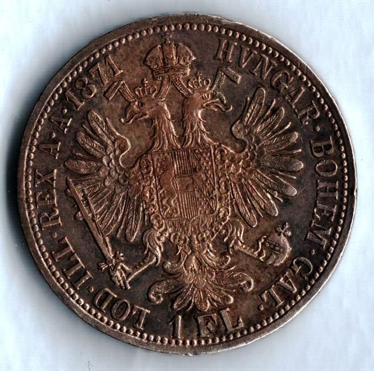 1 Zlatník/Gulden (1871-ražba A), stav 1+/1+ patina hr.