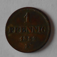 Sasko 1 Pfenik 1852 F
