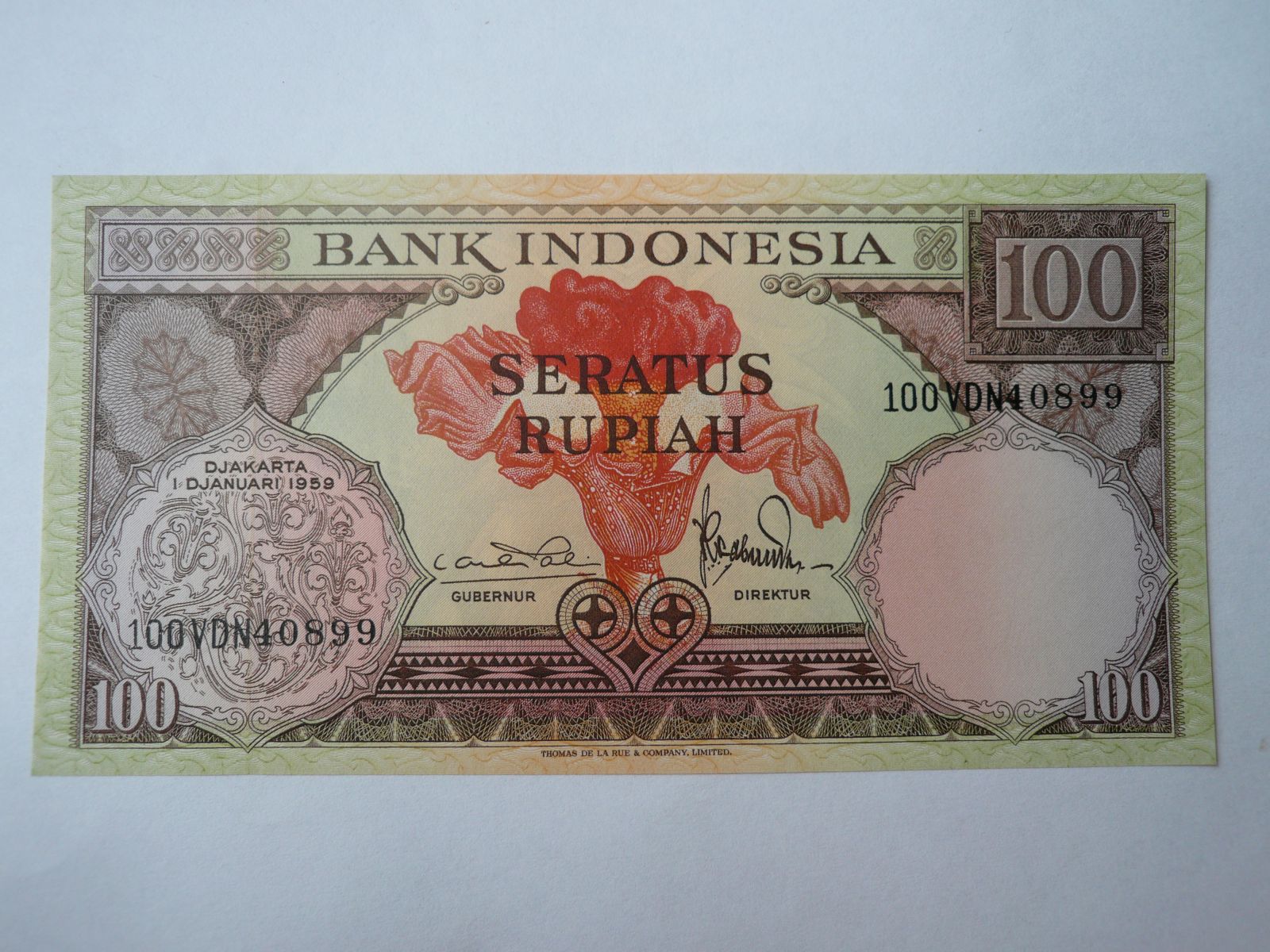 100 Rupií, 1959, Indonésie