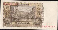 20Reichsmark/1939/, stav 1++, série H/W nebo I/W