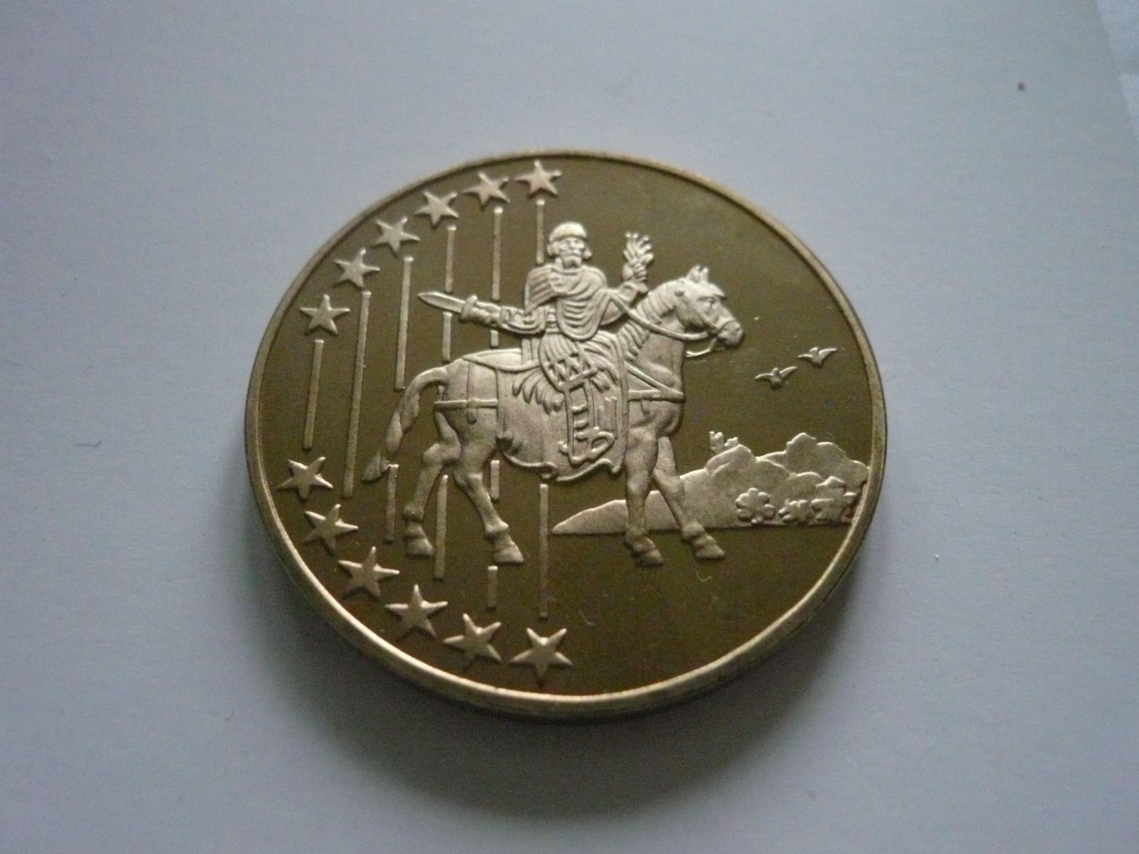medaile na vstup do EU, zlacený bronz, průměr 40mm, ČR