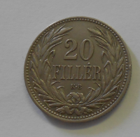 Uhry 20 Fillér 1908 KB, pěkný