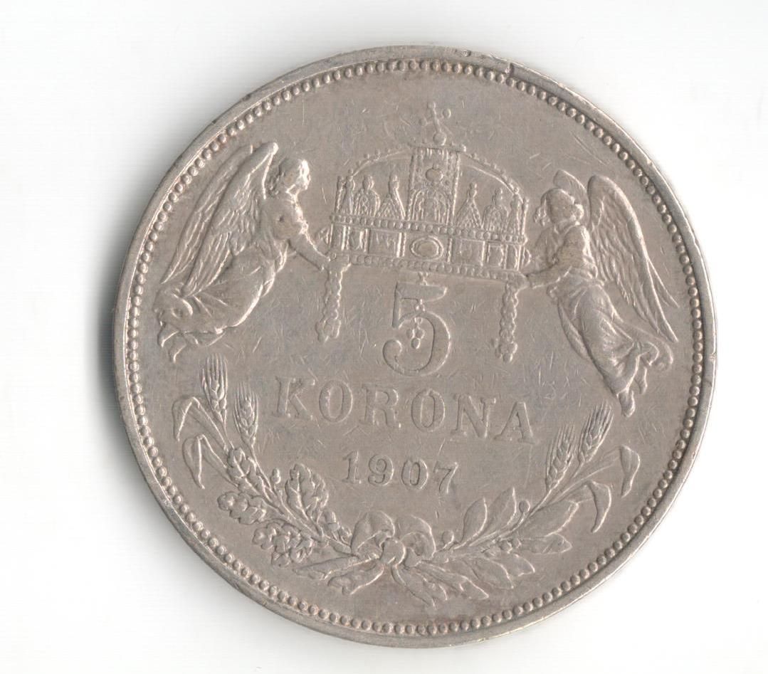 5 Korun(1907-ražba KB), stav 1/1- hr.