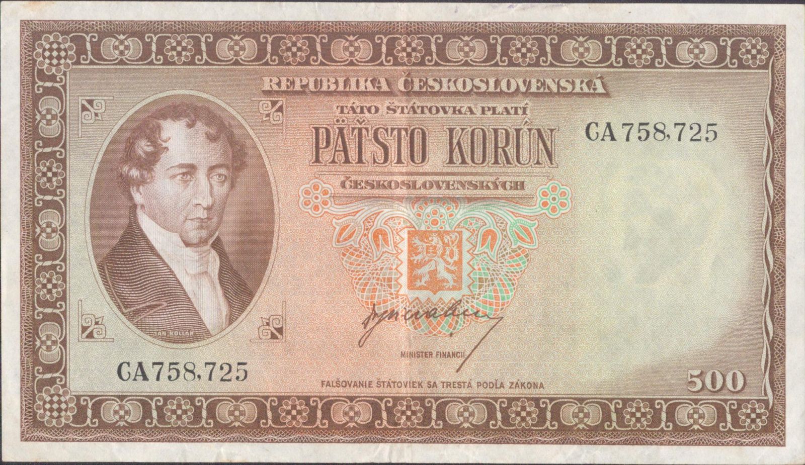 500Kčs/1945-b.l./, stav 1-, série CA