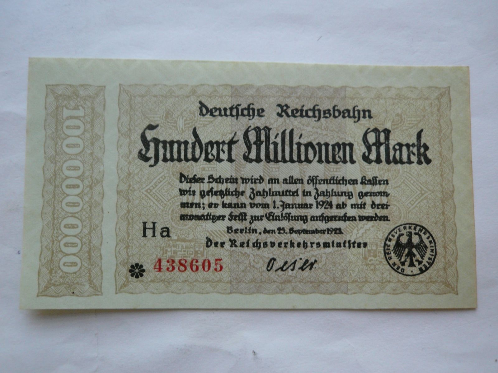 100 mil.Marek, 1924,Německo
