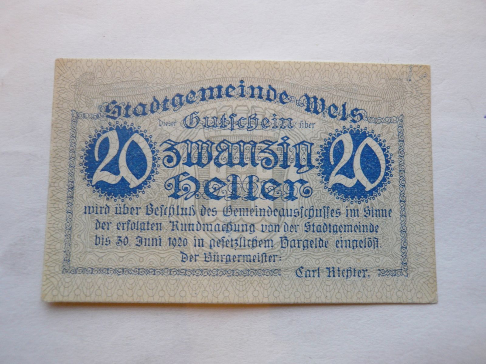 20 Heller, Gemeinde Gurnite, Rakousko
