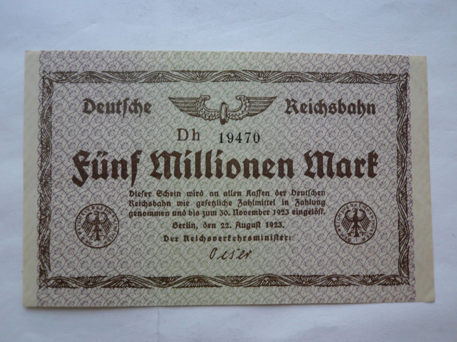 5 mil.Marek, 1923, Německo