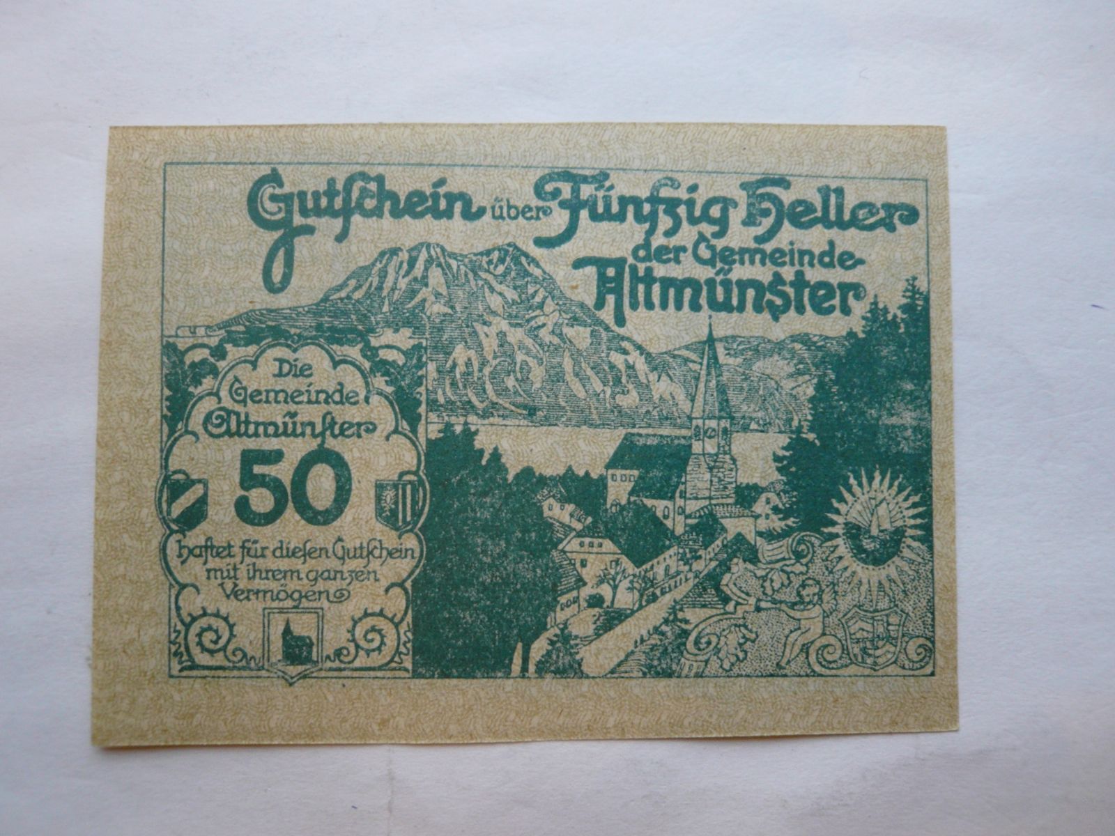 50 Heller, 1920, Altmeinster, Rakousko