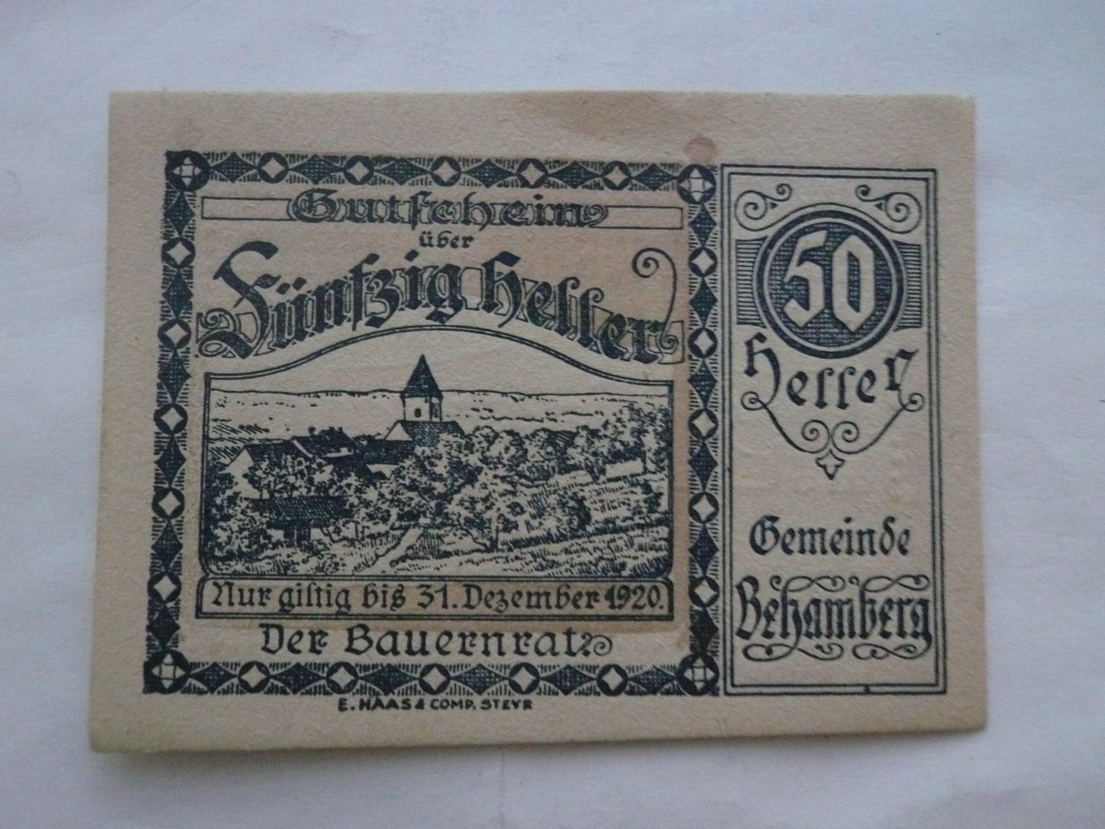 50 Heller, Behamberg, Rakousko