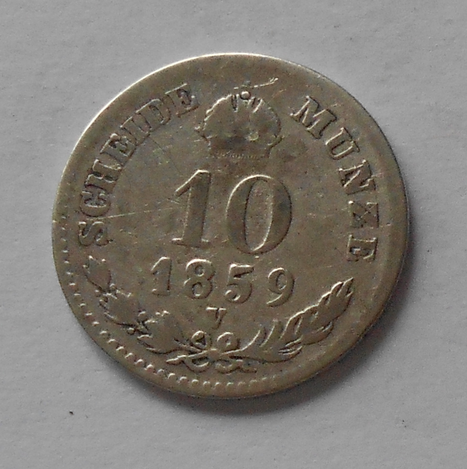 Rakousko 10 Krejcar 1859 V