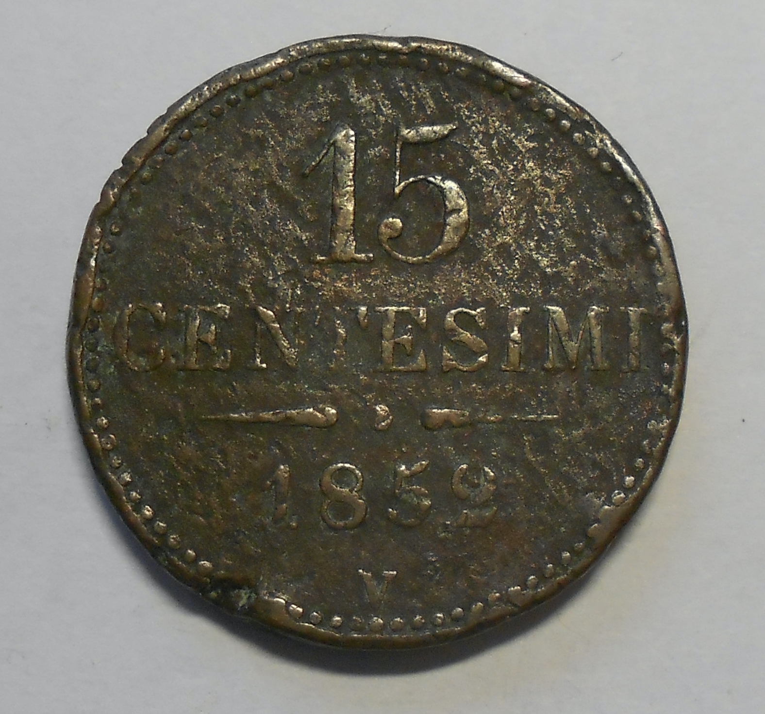 Rakousko 15 Centesimi 1852 V