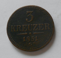 Uhry 3 Krejcar 1851 G
