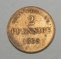 Sasko 2 Pfenik 1865