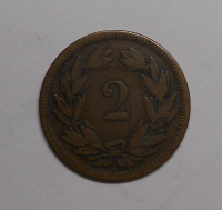 Švýcarsko 2 Rappen 1851 A
