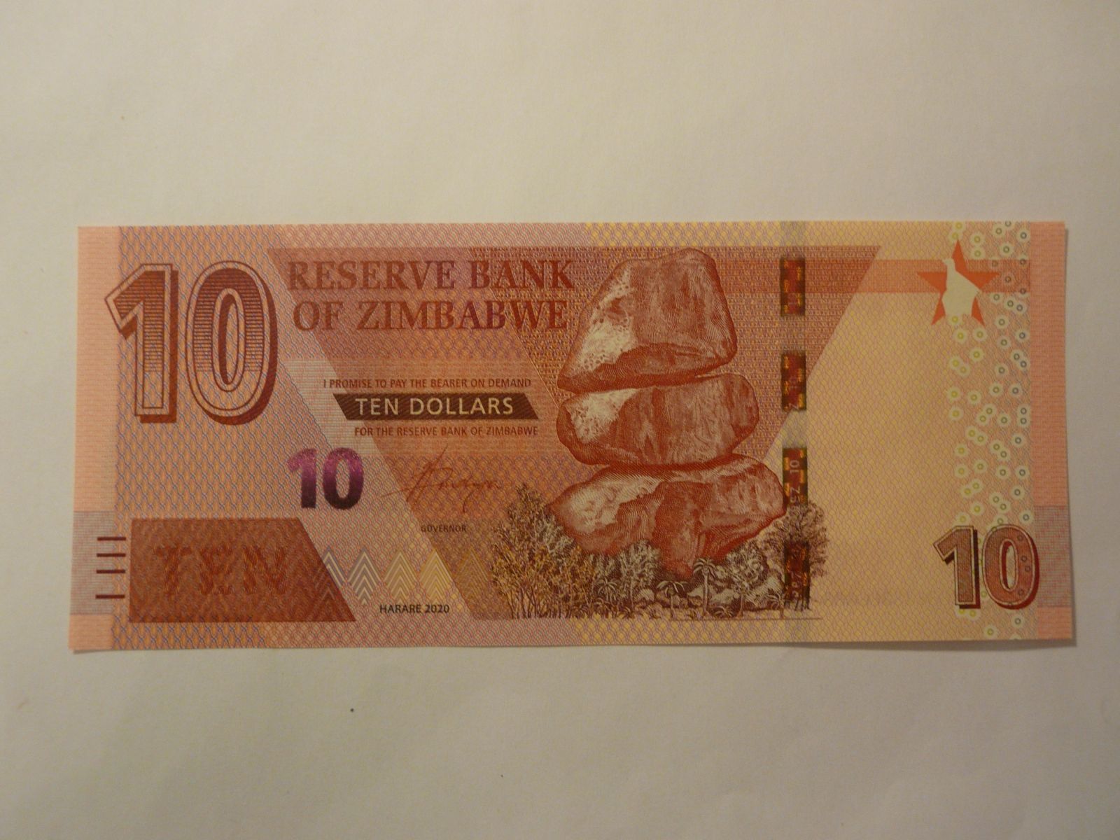 10 Dollars, 2020 Zimbabwe