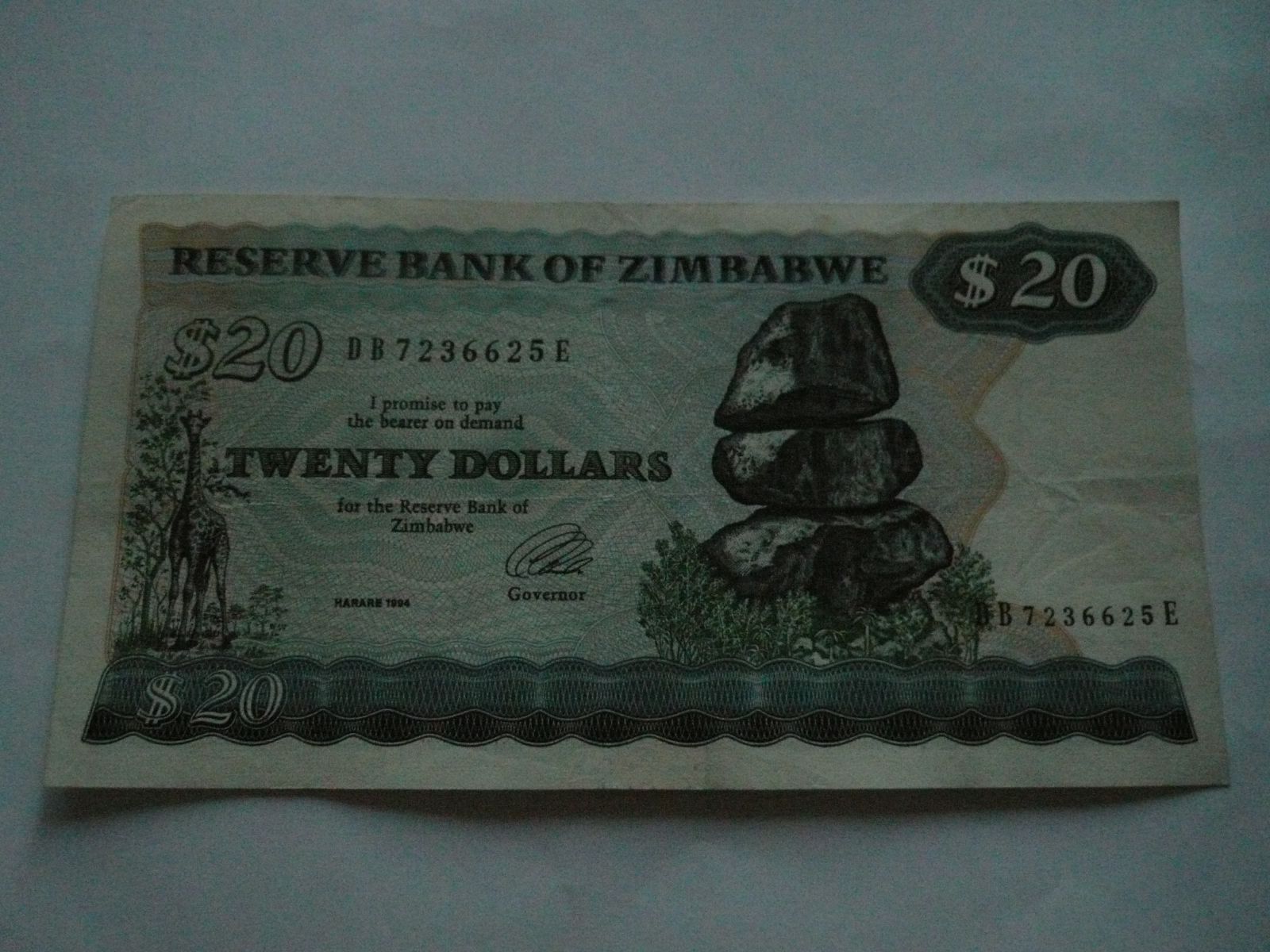 20 Dollars, 1994, Zimbabwe