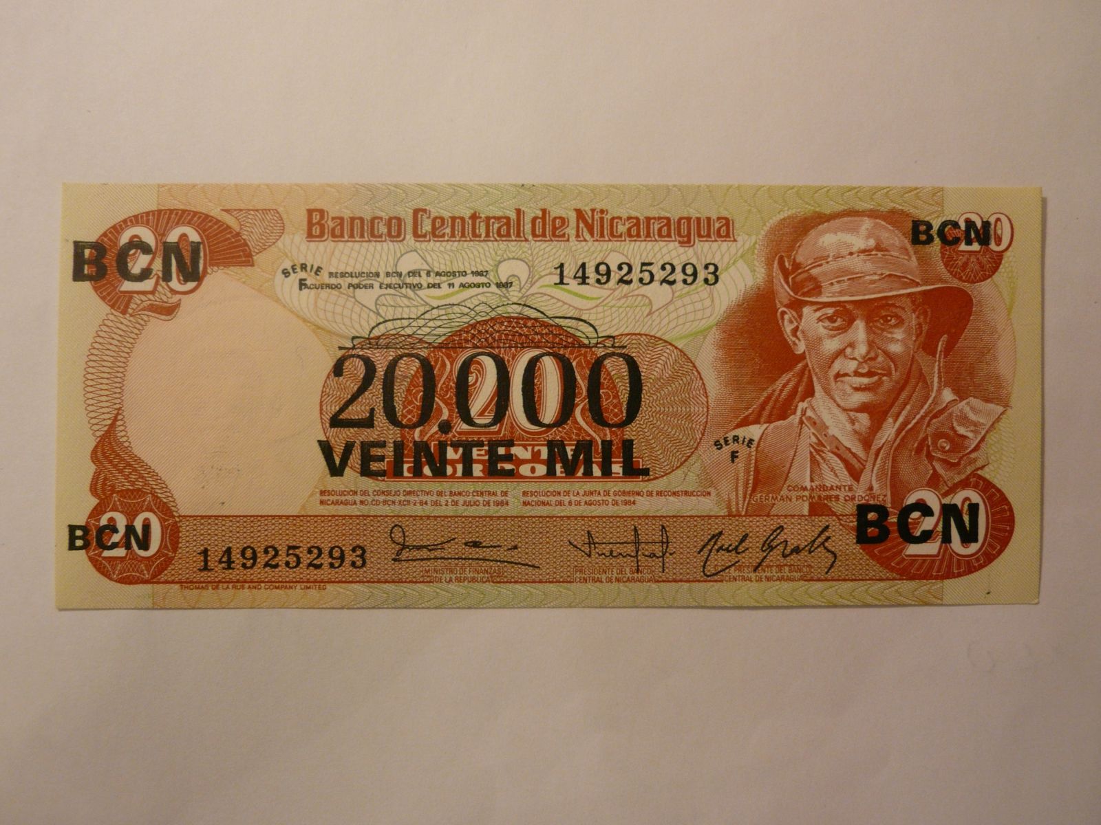 20000 Cordobas, 1987, Nikaragua