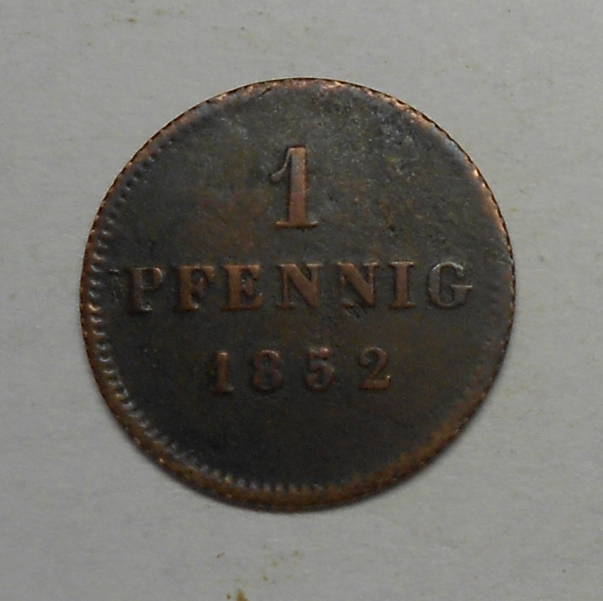 Bavorsko 1 Pfenik 1852