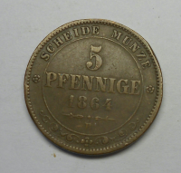 Sasko 5 Pfenik 1864