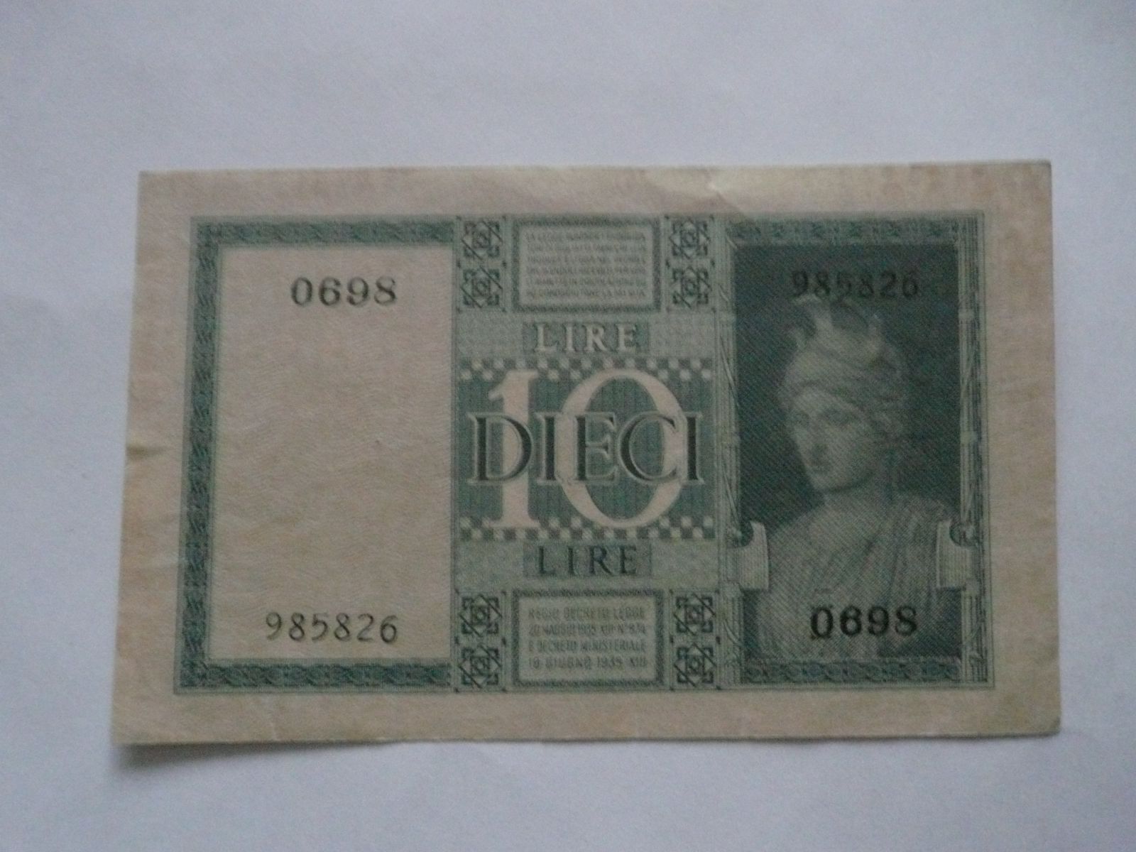 10 Lira, 1935, Itálie
