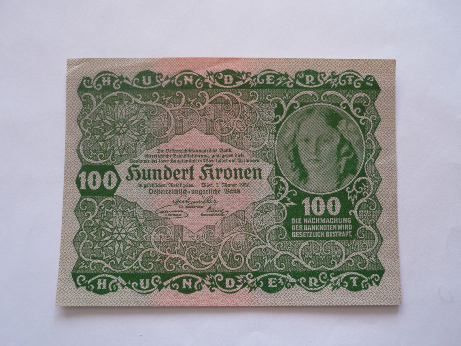100 Kroner, 1922, Rakousko
