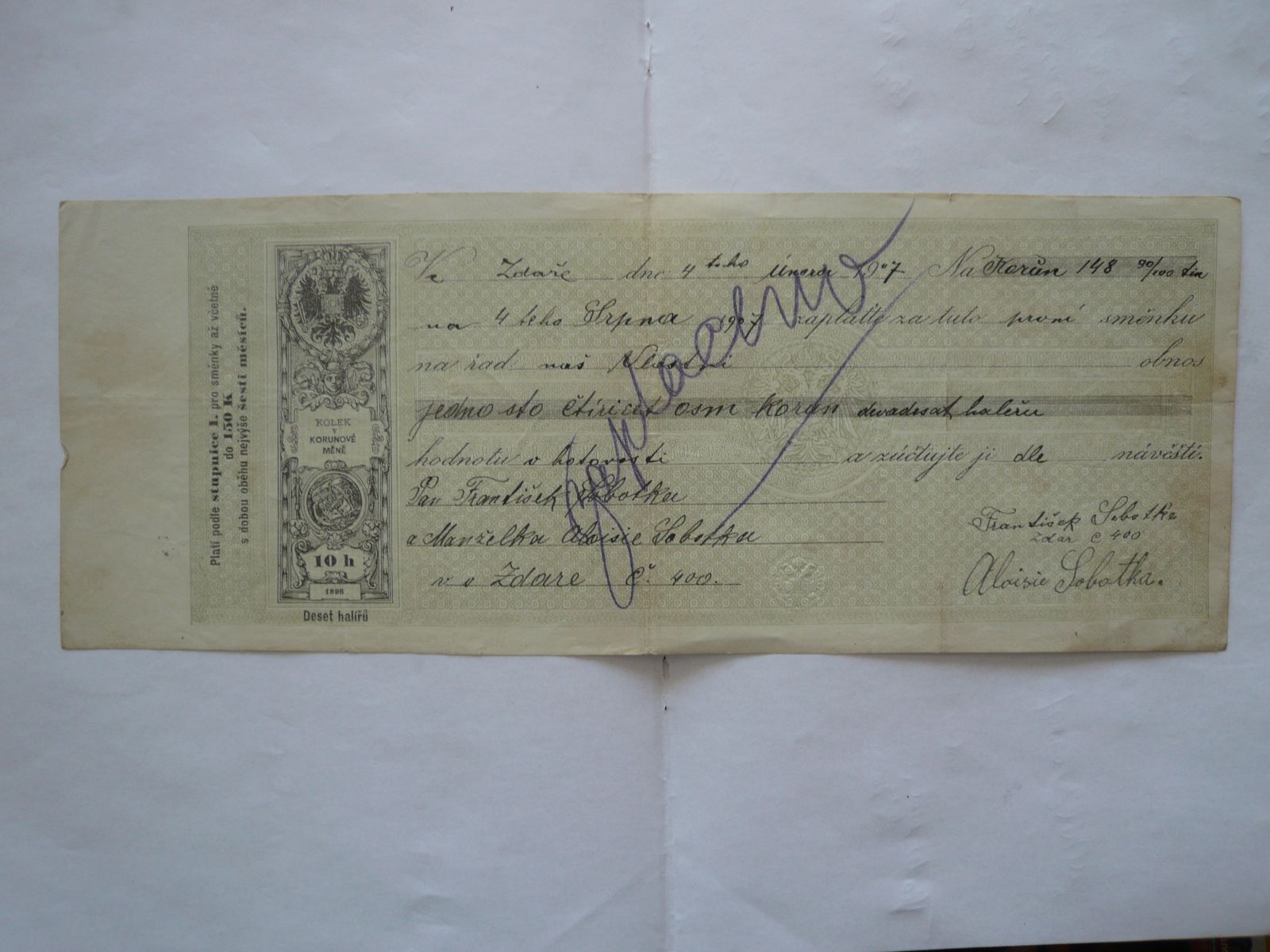 směnka 4.2.1907, ČSR