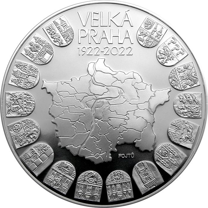 10.000 Kč(2021-Velká Praha), stav bk, etue a certifikát, první mince ČR o hmotnosti 1 kg !!!