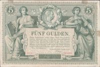 5Gulden/1881/, stav 1-2 stopy po lepu, série Oe 40