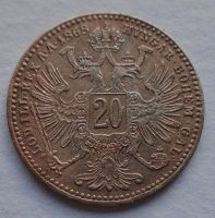 Rakousko 20 Krejcar 1868 STAV