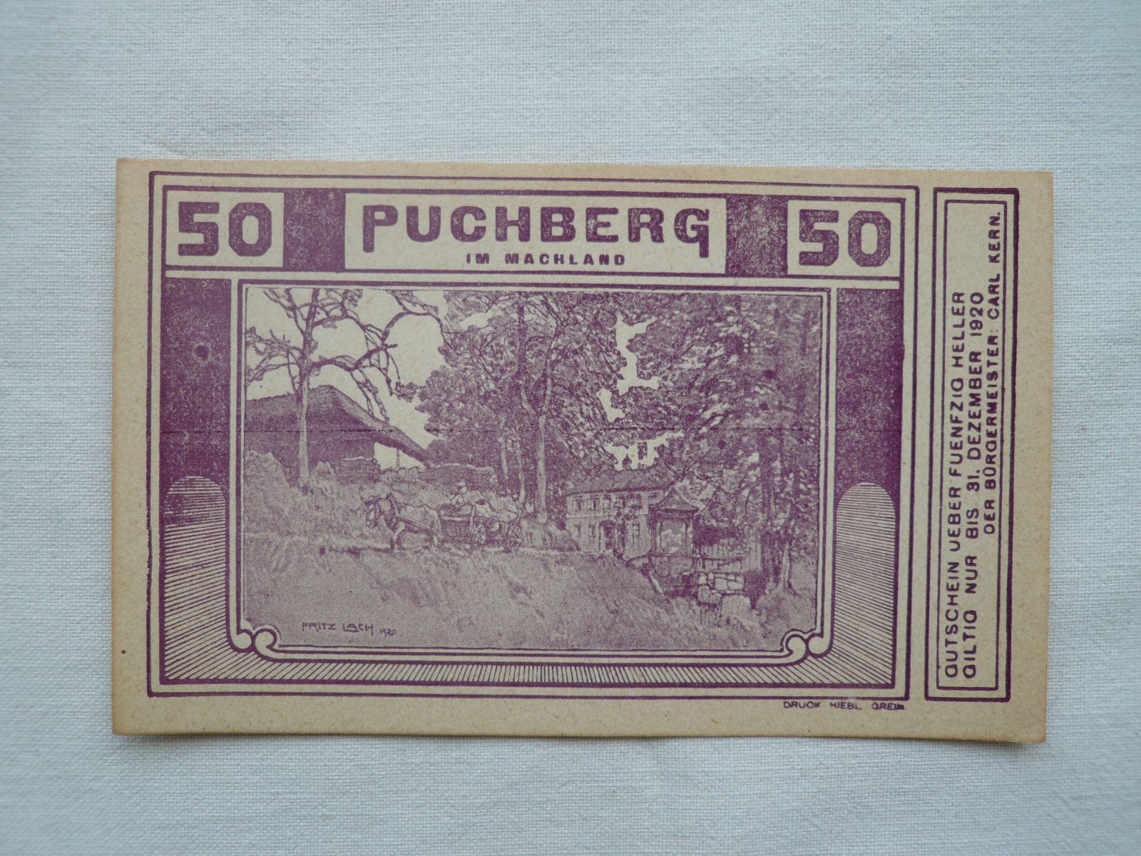 50 Heller, Puchberg, fialová, Rakousko