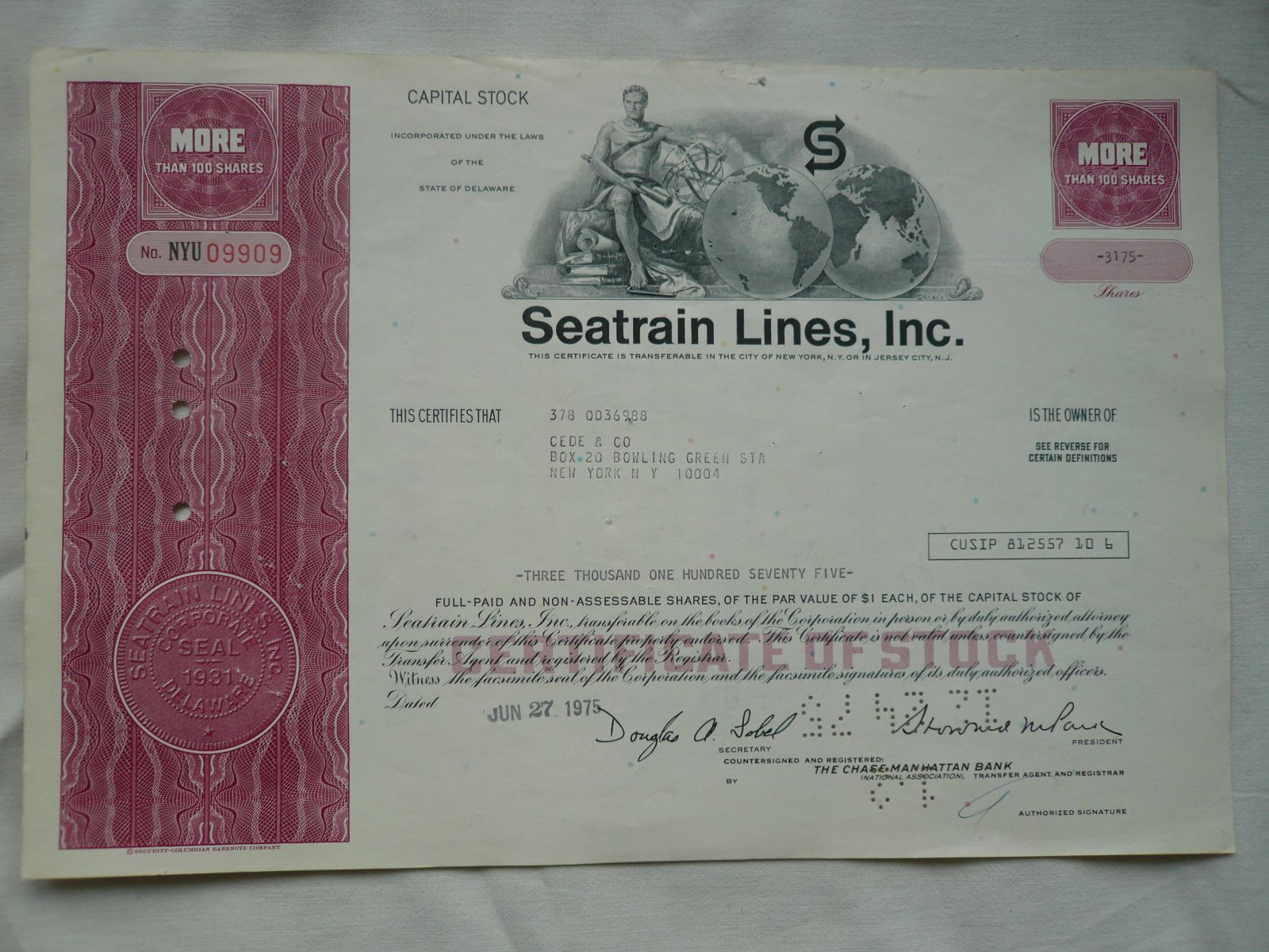 akcie SEATRAIN LINES. INC, USA