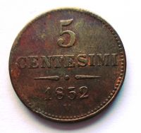 Rakousko 5 Centesimi 1852 V